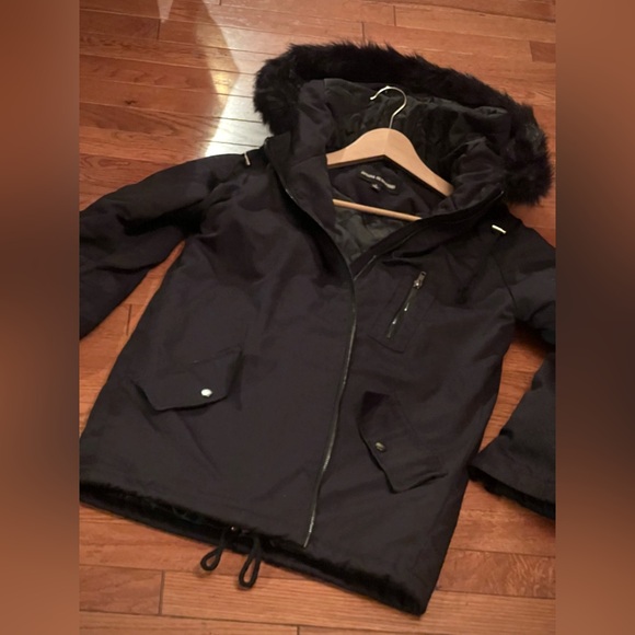 Black hooded insulated canvas jacket parka size S - Picture 12 of 12